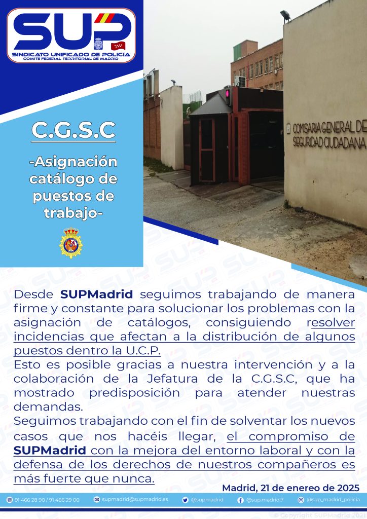 Asignación catálogo de puestos de trabajo